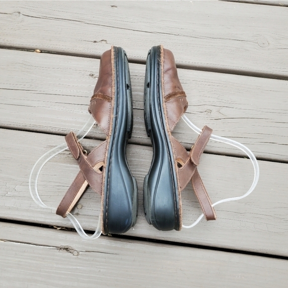 Naot Gardenia Brown Leather Cork Sole Mary Jane Slingback Strap Boho Flats 41 - Picture 2 of 9